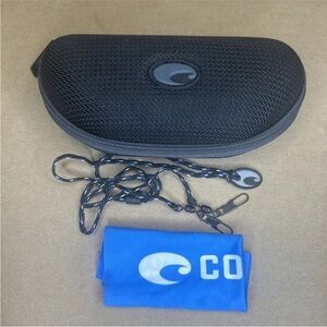 Costa Zippered Hard Shell Case Black Eyeglass Cleaning Cloth/Strap Included